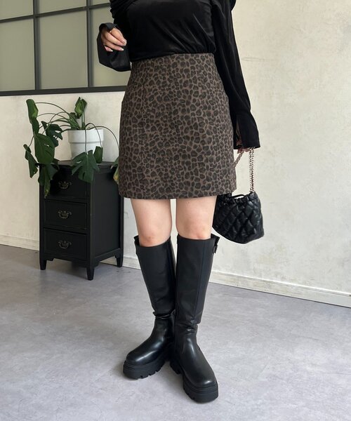 prose verse（プロズヴェール）の「レオパードツイル台形ミニスカート（スカート・レディース・ブラウン系その他・LARGE/MEDIUM/SMALL）」の5枚目の写真