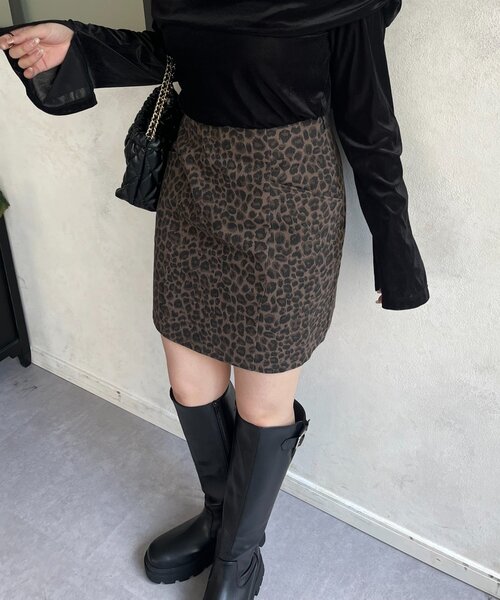 prose verse（プロズヴェール）の「レオパードツイル台形ミニスカート（スカート・レディース・ブラウン系その他・LARGE/MEDIUM/SMALL）」の6枚目の写真