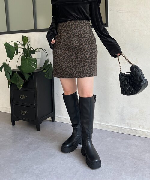 prose verse（プロズヴェール）の「レオパードツイル台形ミニスカート（スカート・レディース・ブラウン系その他・LARGE/MEDIUM/SMALL）」の9枚目の写真
