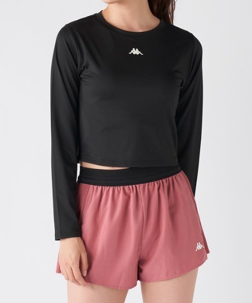 Kappa(カッパ)の「クロップド丈トップス(Tシャツ/カットソー・レディース・オフホワイト/ブルー/ブラック・LARGE/X-LARGE/MEDIUM)」の1枚目の写真