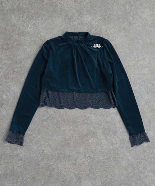 ELUNIS(エルニス)の「レースレイヤードベロアトップス(Tシャツ/カットソー・レディース・ブラック/ブルー・FREE)」の21枚目の写真