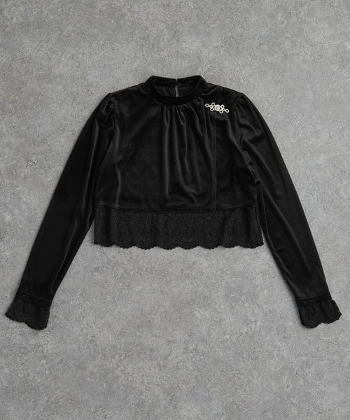 ELUNIS(エルニス)の「レースレイヤードベロアトップス(Tシャツ/カットソー・レディース・ブラック/ブルー・FREE)」の19枚目の写真