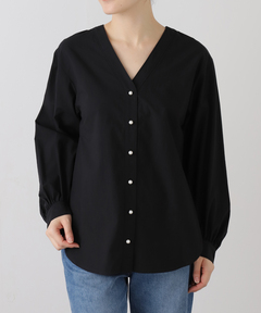 CINOH/チノ】SUPIMA C/PE/PU HALF SLEEVE CAPE SHIRT/スーピマ