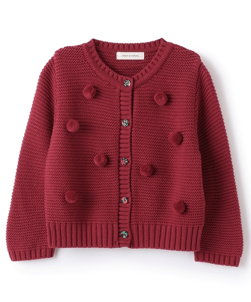 sense of wonder（センスオブワンダー）の「ポンポンカーディガン【日本製】（カーディガン/ボレロ・キッズ・オフホワイト/ピンク/レッド・100-110cm/120-130cm/80-90cm）」の10枚目の写真