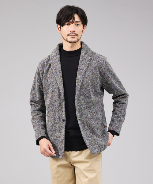 ABAHOUSE GRAY（アバハウスグレイ）の「ブークレ ボンディング ショールブルゾン / ストレッチ / 保温性（ブルゾン・メンズ・モカ/ネイビー/ブラック・46/48/50）」の2枚目の写真