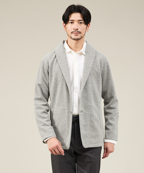 ABAHOUSE GRAY（アバハウスグレイ）の「ブークレ ボンディング ショールブルゾン / ストレッチ / 保温性（ブルゾン・メンズ・モカ/ネイビー/ブラック・46/48/50）」の3枚目の写真