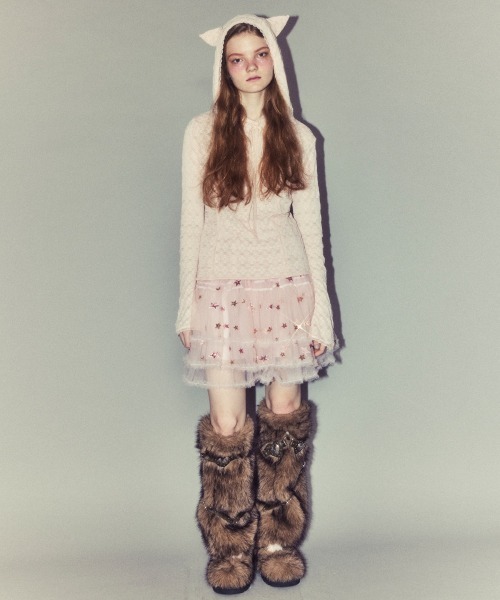 Candy Stripper（キャンディストリッパー）の「HOODED LACE トップス（その他トップス・レディース・ブラック/オフホワイト/ピンク・FREE）」の8枚目の写真