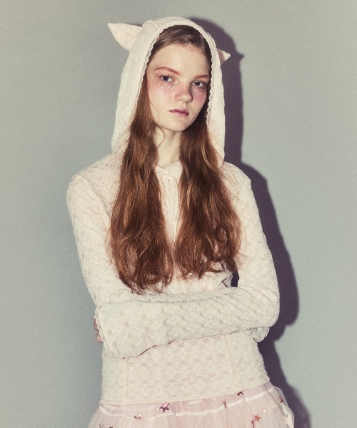 Candy Stripper（キャンディストリッパー）の「HOODED LACE トップス（その他トップス・レディース・ブラック/オフホワイト/ピンク・FREE）」の7枚目の写真