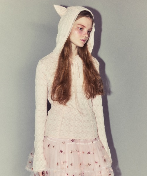 Candy Stripper（キャンディストリッパー）の「HOODED LACE トップス（その他トップス・レディース・ブラック/オフホワイト/ピンク・FREE）」の5枚目の写真