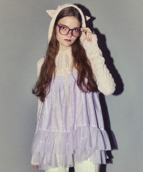 Candy Stripper（キャンディストリッパー）の「HOODED LACE トップス（その他トップス・レディース・ブラック/オフホワイト/ピンク・FREE）」の12枚目の写真