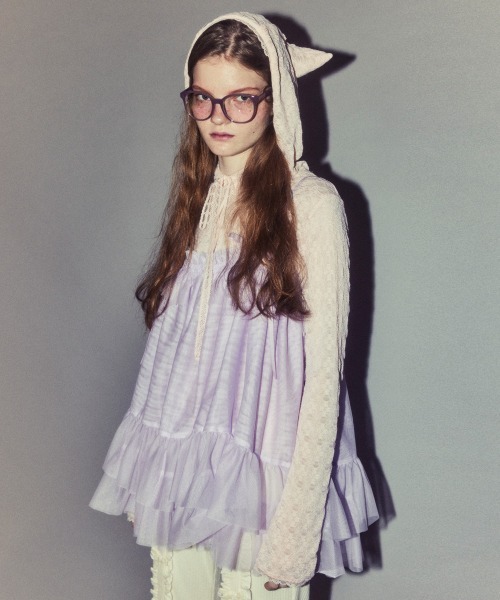 Candy Stripper（キャンディストリッパー）の「HOODED LACE トップス（その他トップス・レディース・ブラック/オフホワイト/ピンク・FREE）」の14枚目の写真