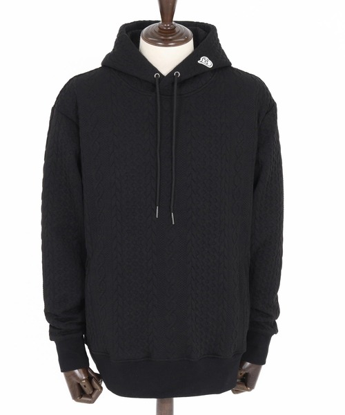 1minute 1second（ワンミニットワンセカンド）の「mpa3957-cable knit hoodie with heart patch パーカー(1M25F060)（パーカー・メンズ・ブラック/トップグレー・M/S/XL/L）」の9枚目の写真