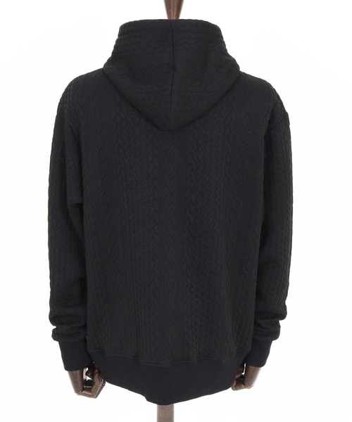 1minute 1second（ワンミニットワンセカンド）の「mpa3957-cable knit hoodie with heart patch パーカー(1M25F060)（パーカー・メンズ・ブラック/トップグレー・M/S/XL/L）」の12枚目の写真