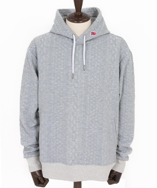 1minute 1second（ワンミニットワンセカンド）の「mpa3957-cable knit hoodie with heart patch パーカー(1M25F060)（パーカー・メンズ・ブラック/トップグレー・M/S/XL/L）」の11枚目の写真