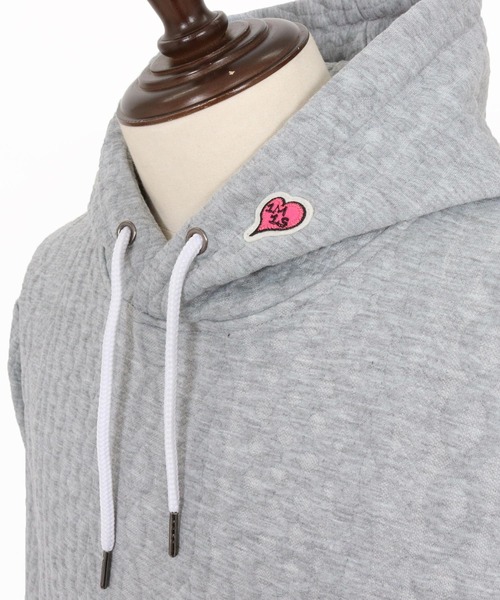 1minute 1second（ワンミニットワンセカンド）の「mpa3957-cable knit hoodie with heart patch パーカー(1M25F060)（パーカー・メンズ・ブラック/トップグレー・M/S/XL/L）」の13枚目の写真