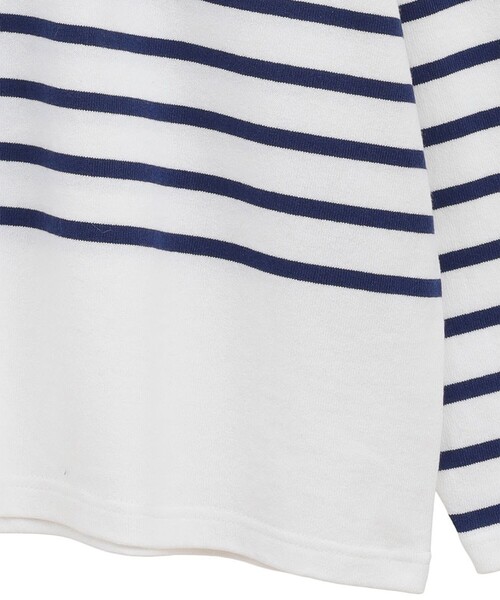 CLANE/クラネ】WIDE HENRY NECK BORDER TOPS/ワイドヘンリーネック