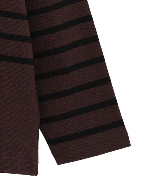 CLANE/クラネ】WIDE HENRY NECK BORDER TOPS/ワイドヘンリーネック