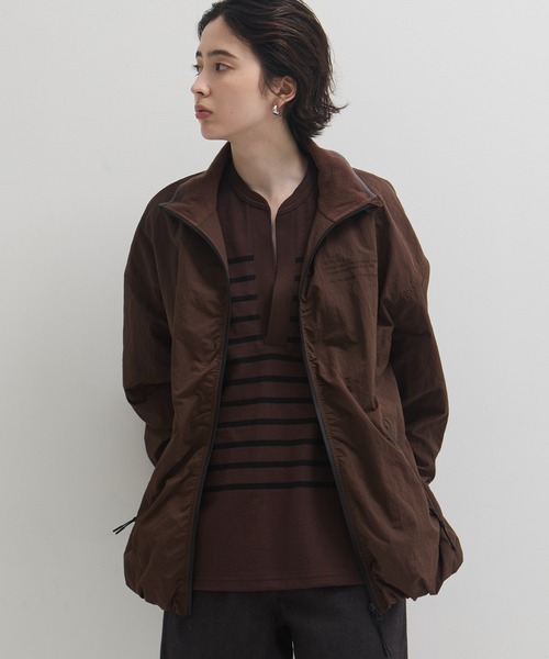CLANE/クラネ】WIDE HENRY NECK BORDER TOPS/ワイドヘンリーネック