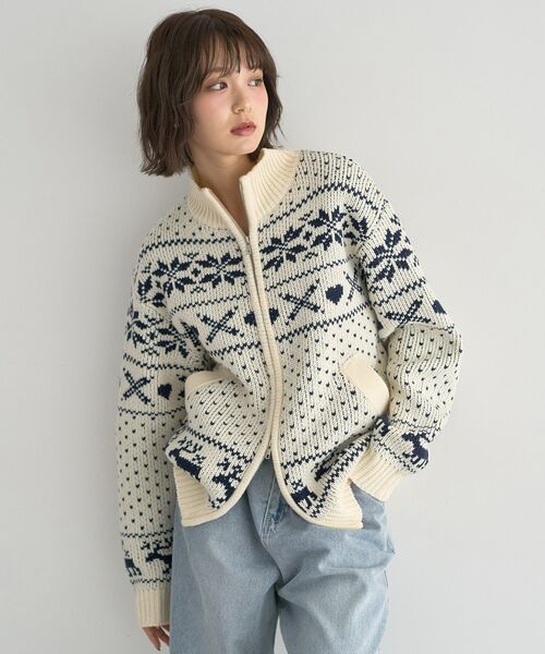 ポロジーンズ　カウチンニットカーディガン　ウール　ビッグイーグルロゴ ウール GFロゴ フルジップ カウチンセーター | Brooks Brothers