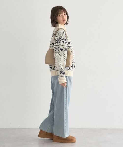 セール】【2025AW】ダブルzipノルディックカウチンニットカーディガン