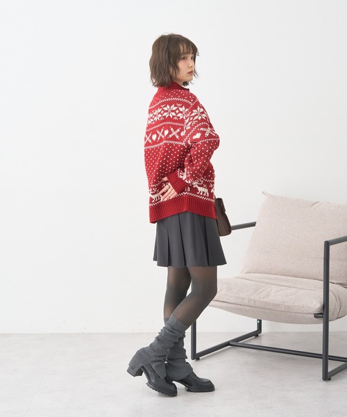 セール】【2025AW】ダブルzipノルディックカウチンニットカーディガン