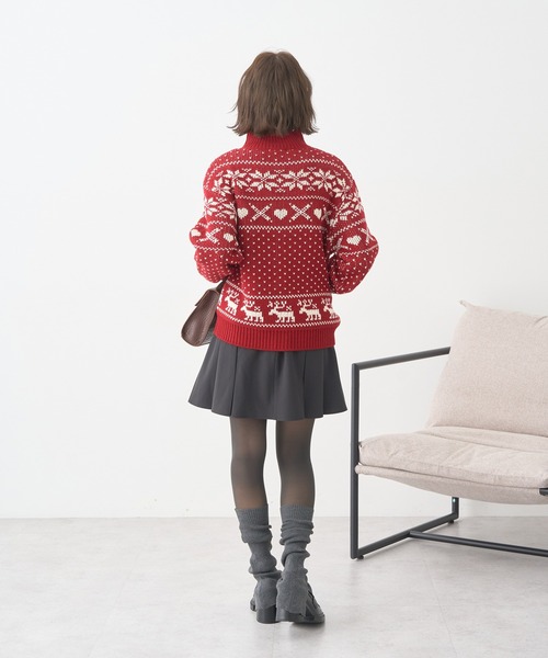 セール】【2025AW】ダブルzipノルディックカウチンニットカーディガン