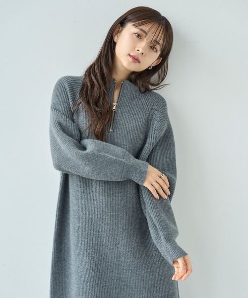 ワンピース RT-166299 前後2wayハーフジップニットワンピース【585101