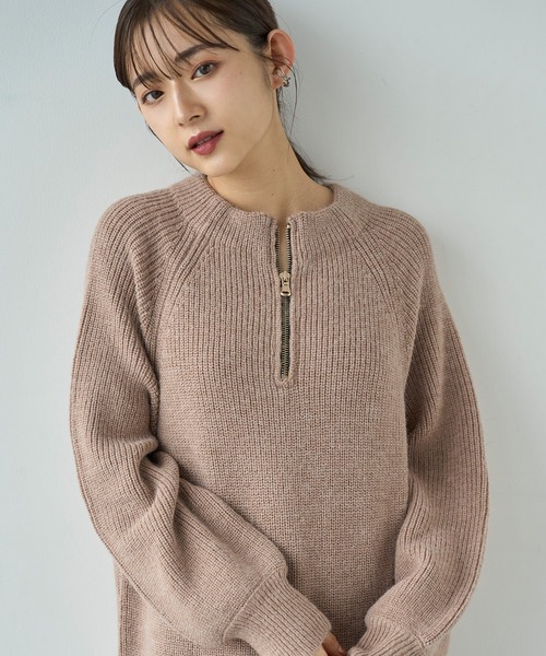 mil(ミル)の「前後2wayハーフジップニットワンピース【585101】(ワンピース・レディース・チャコールグレー/ダークベージュ/モカ・ONESIZE)」の16枚目の写真