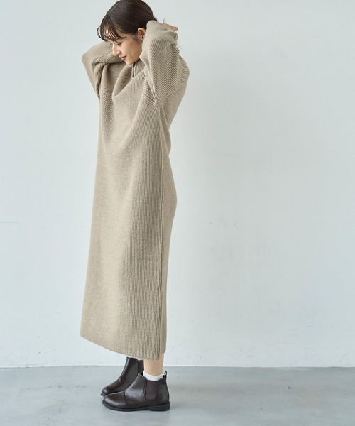 mil(ミル)の「前後2wayハーフジップニットワンピース【585101】(ワンピース・レディース・チャコールグレー/ダークベージュ/モカ・ONESIZE)」の20枚目の写真