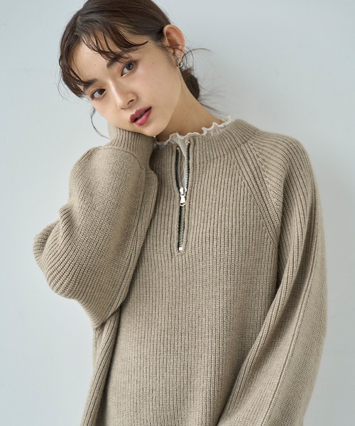 mil(ミル)の「前後2wayハーフジップニットワンピース【585101】(ワンピース・レディース・チャコールグレー/ダークベージュ/モカ・ONESIZE)」の21枚目の写真