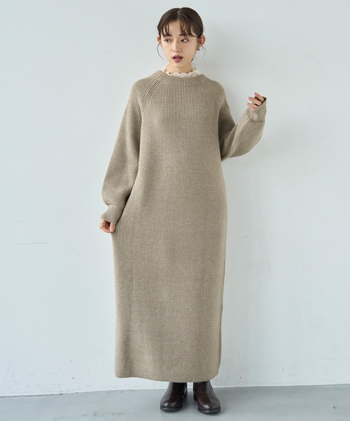mil(ミル)の「前後2wayハーフジップニットワンピース【585101】(ワンピース・レディース・チャコールグレー/ダークベージュ/モカ・ONESIZE)」の22枚目の写真