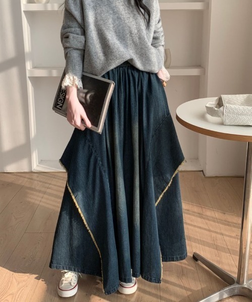 ABITOKYO（アビトーキョー）の「アシメデザインデニムワイドスカパン（デニムパンツ・レディース・ブラック/ブルー・FREE）」の18枚目の写真