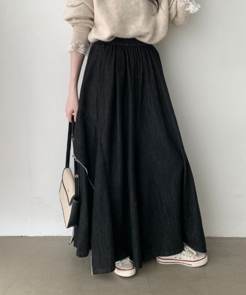 ABITOKYO（アビトーキョー）の「アシメデザインデニムワイドスカパン（デニムパンツ・レディース・ブラック/ブルー・FREE）」の19枚目の写真