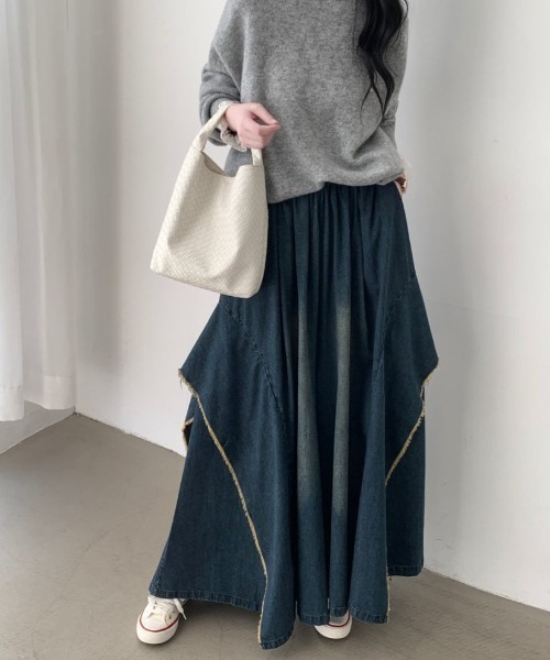 ABITOKYO（アビトーキョー）の「アシメデザインデニムワイドスカパン（デニムパンツ・レディース・ブラック/ブルー・FREE）」の21枚目の写真