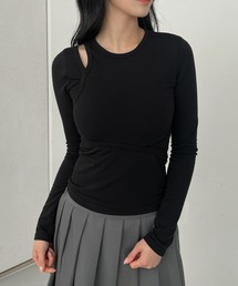 ショルダースリットオープンレイヤード長袖Tシャツカットソー