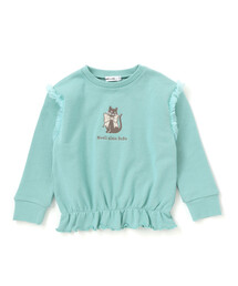 Noeil aime BeBe（ノイユエイムベベ）の「TC裏毛ネコ刺しゅうチュール付きトレーナー(80~130cm)（スウェット）」