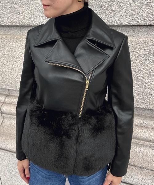 JENNE(ジェンヌ)の「エコファードッキングジャケット(その他アウター・レディース・ホワイト/ブラック・MEDIUM/LARGE/SMALL)」の4枚目の写真