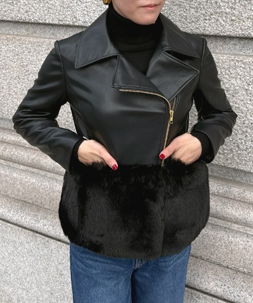 JENNE(ジェンヌ)の「エコファードッキングジャケット(その他アウター・レディース・ホワイト/ブラック・MEDIUM/LARGE/SMALL)」の7枚目の写真