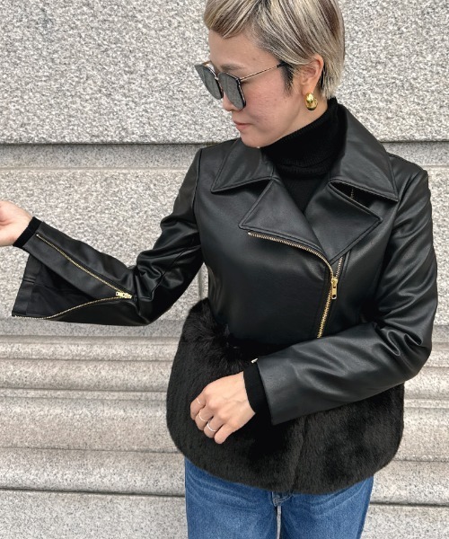 JENNE(ジェンヌ)の「エコファードッキングジャケット(その他アウター・レディース・ホワイト/ブラック・MEDIUM/LARGE/SMALL)」の8枚目の写真