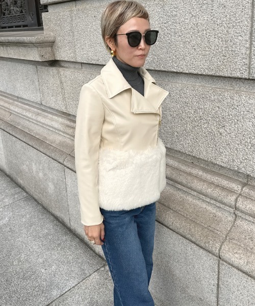 JENNE(ジェンヌ)の「エコファードッキングジャケット(その他アウター・レディース・ホワイト/ブラック・MEDIUM/LARGE/SMALL)」の18枚目の写真