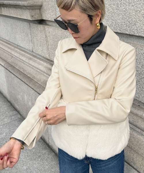 JENNE(ジェンヌ)の「エコファードッキングジャケット(その他アウター・レディース・ホワイト/ブラック・MEDIUM/LARGE/SMALL)」の19枚目の写真