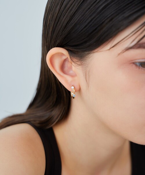 ete ゴールドピアス ビジュー　ハグピアス ete（エテ） ピアス ビジュー ハグピアス レディース : ZOZOTOWN Yahoo