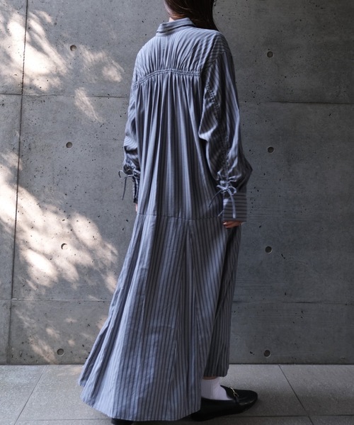 CIEL'AIR（シエルエアー）の「STRIPED SHIRT OP(ｽﾄﾗｲﾌﾟｼｬﾂﾜﾝﾋﾟｰｽ)（シャツワンピース・レディース・ブラック/ブルー・MEDIUM）」の6枚目の写真