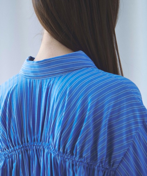 CIEL'AIR（シエルエアー）の「STRIPED SHIRT OP(ｽﾄﾗｲﾌﾟｼｬﾂﾜﾝﾋﾟｰｽ)（シャツワンピース・レディース・ブラック/ブルー・MEDIUM）」の11枚目の写真