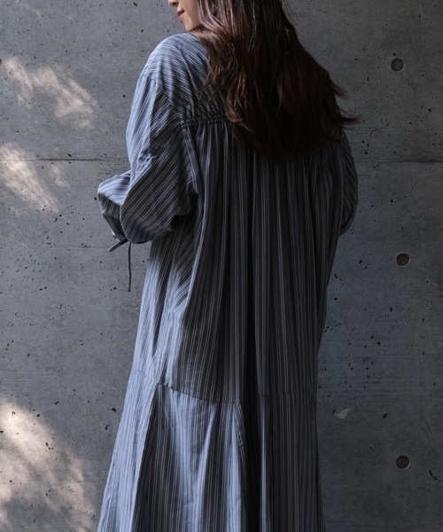 CIEL'AIR（シエルエアー）の「STRIPED SHIRT OP(ｽﾄﾗｲﾌﾟｼｬﾂﾜﾝﾋﾟｰｽ)（シャツワンピース・レディース・ブラック/ブルー・MEDIUM）」の16枚目の写真