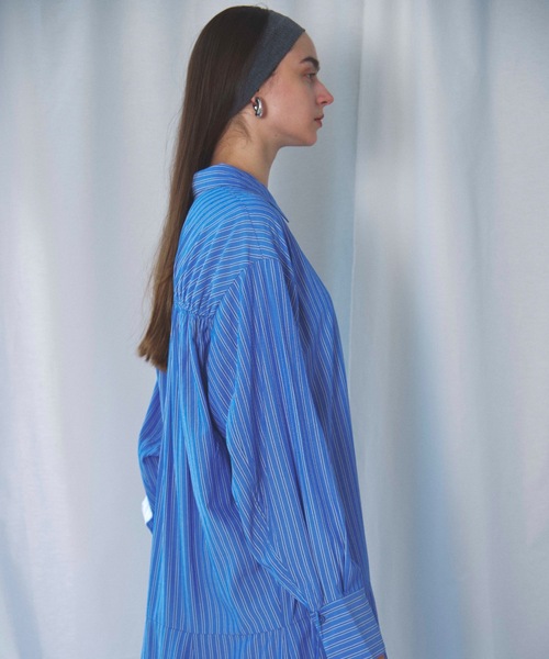 CIEL'AIR（シエルエアー）の「STRIPED SHIRT OP(ｽﾄﾗｲﾌﾟｼｬﾂﾜﾝﾋﾟｰｽ)（シャツワンピース・レディース・ブラック/ブルー・MEDIUM）」の18枚目の写真