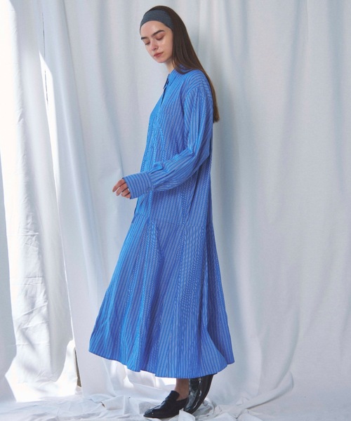 CIEL'AIR（シエルエアー）の「STRIPED SHIRT OP(ｽﾄﾗｲﾌﾟｼｬﾂﾜﾝﾋﾟｰｽ)（シャツワンピース・レディース・ブラック/ブルー・MEDIUM）」の19枚目の写真
