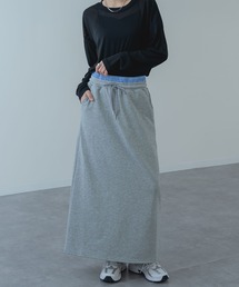 SABUROKU（サブロク）の「【SABUROKU】ウエスト切替 で こなれ感 アップ！スウェット スカート（スカート）」