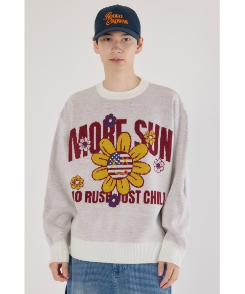 RODEO CROWNS WIDE BOWL（ロデオクラウンズワイドボウル）の「アメリカンフラワーニット（ニット/セーター・メンズ・オフホワイト/ブラック/イエロー・MEDIUM/LARGE）」の2枚目の写真