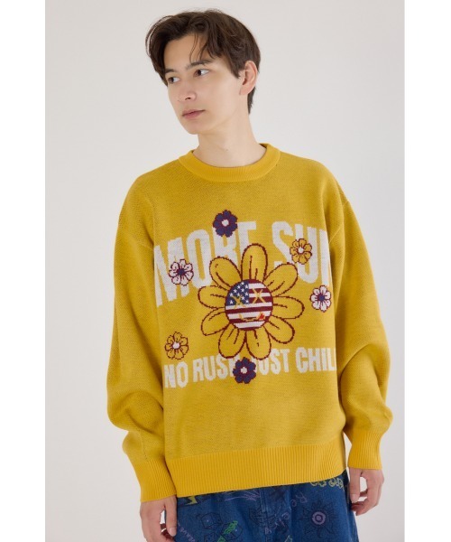 RODEO CROWNS WIDE BOWL（ロデオクラウンズワイドボウル）の「アメリカンフラワーニット（ニット/セーター・メンズ・オフホワイト/ブラック/イエロー・MEDIUM/LARGE）」の3枚目の写真